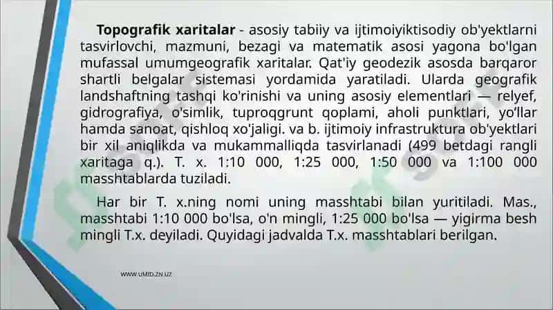 Topografik xaritalarva ularning shartli belgilari 2