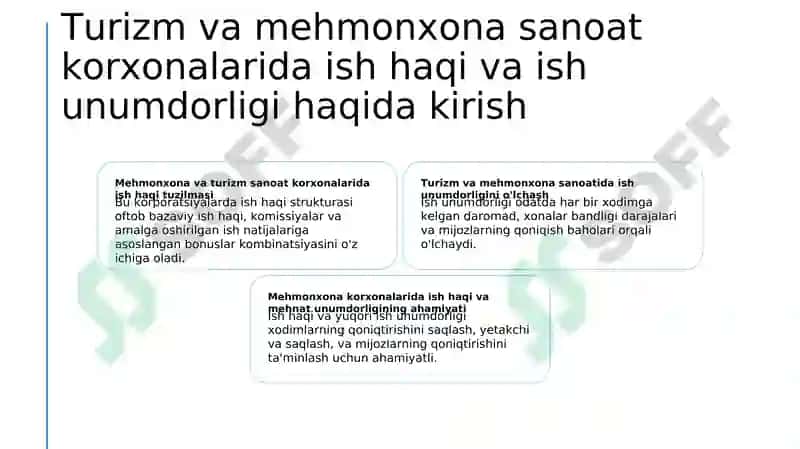 Turizm va mehmonxona sanoat korxonalarida ish haqi va ish unumdorligi 2