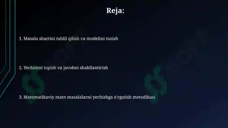 Matеmatikaviy matn masalalarni yechishga o'rgatish metodikasi 2