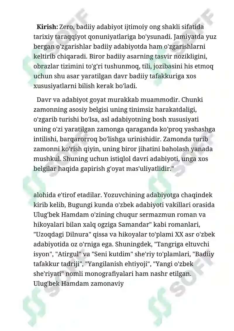 Ulug'bek Hamdamning Adabiy Asarlari 2
