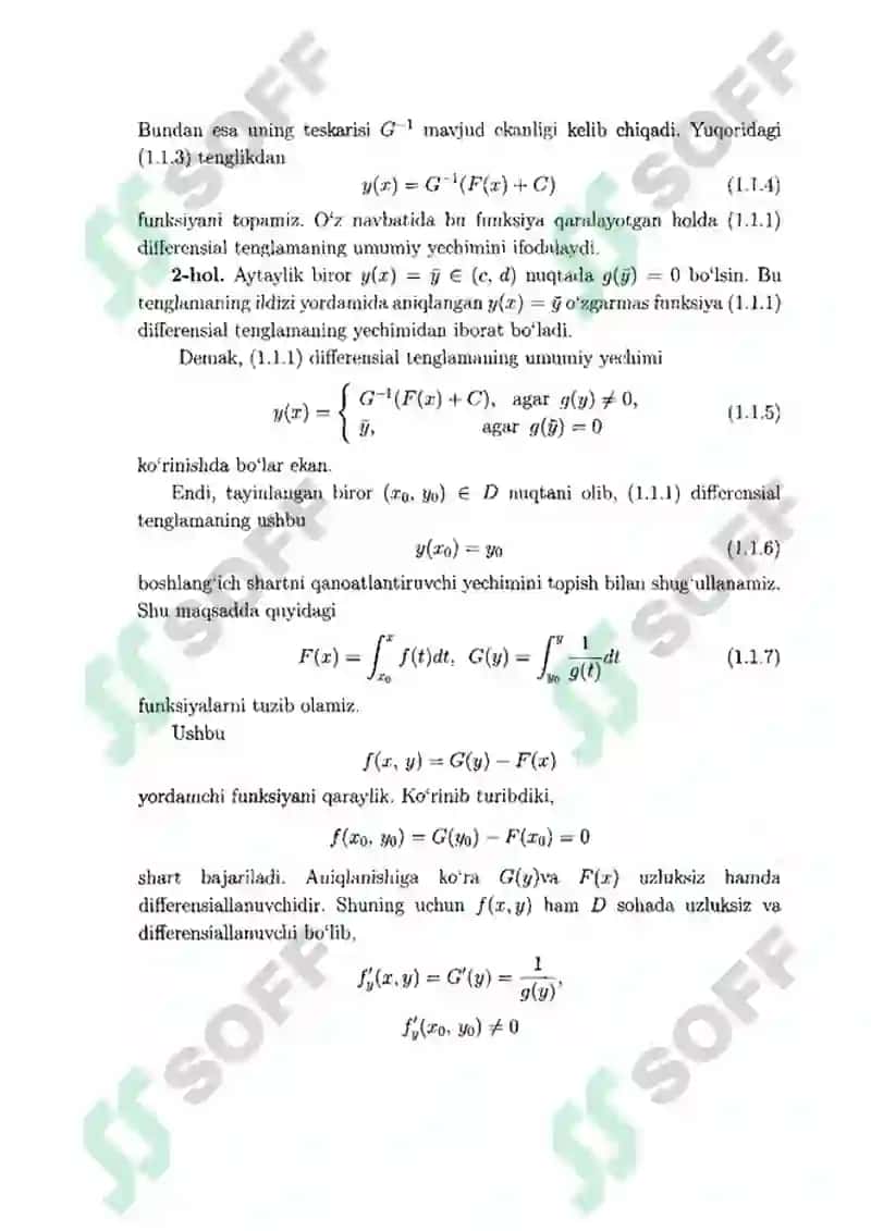 Oʻzgaruvchilari ajraladigan differensial tenglamalar.  Oʻzgaruvchilari ajraladigan differensial tenglamaga keladigan tenglamalar. 2