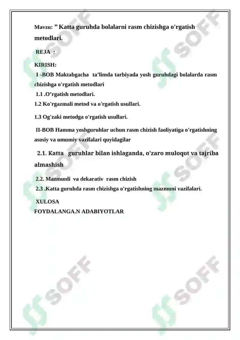 Katta guruhda bolalarni rasm chizishga o'rgatish metodlari 2