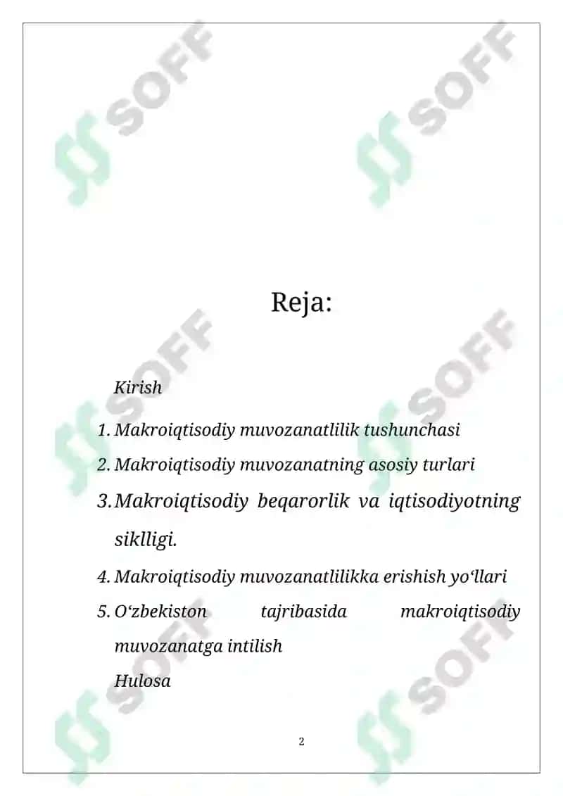 Makroiqtisodiy muvozanatlilikning mohiyati va unga erishish yo‘llari 2