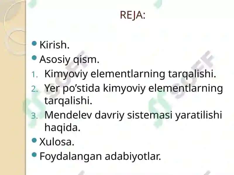 Kimyoviy elementlarning tarqalishi 2
