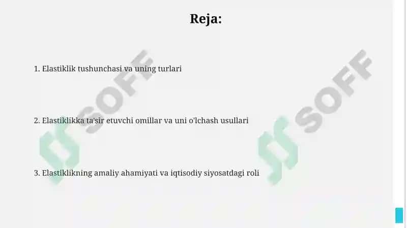 Elastiklik tushunchasi va uning turlari 2