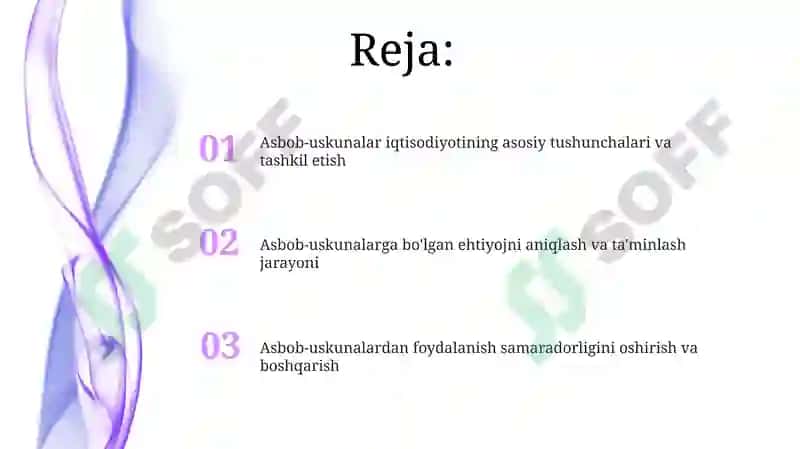 Korxonada asbob uskuna xoʻjaligini tashkil etish 2