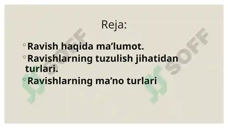 Ravish So’z turkumining o’ziga xos xususiyatlari 2