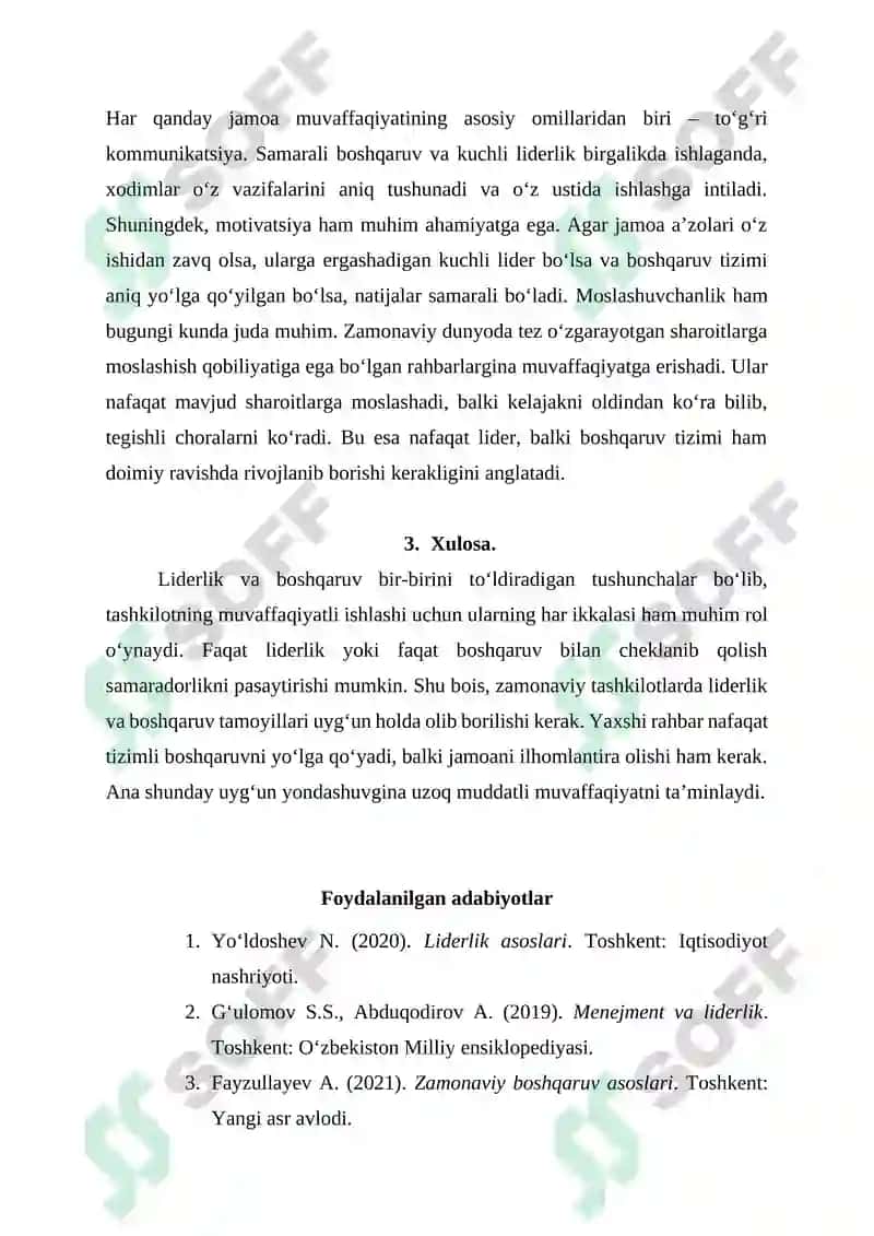 Liderlik va boshqaruv oʻrtasidagi oʻzaro aloqa 2
