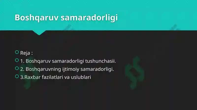 Boshqaruv samaradorligi 2