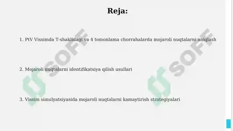 PTV VISSUM dasturida T simon va 4 tomonli chorrahalarda ziddiyatli nuqtalarni aniqlash 2