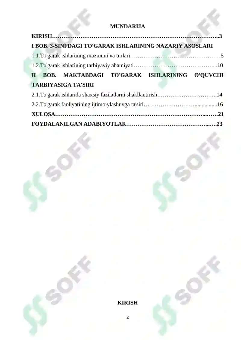 3-sinfda to'garak mashg’ulotlarini tashkil etish tajribasi. 2