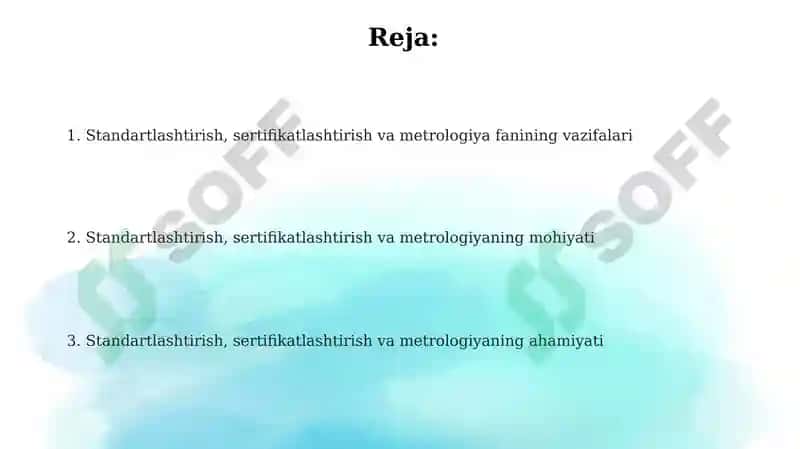 Standartlashtirish sertifikatlashtirish va metrologiya 2