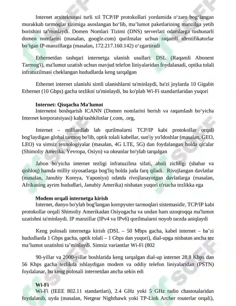 Internet global tarmog'i va intrnetga kirish usullari 2