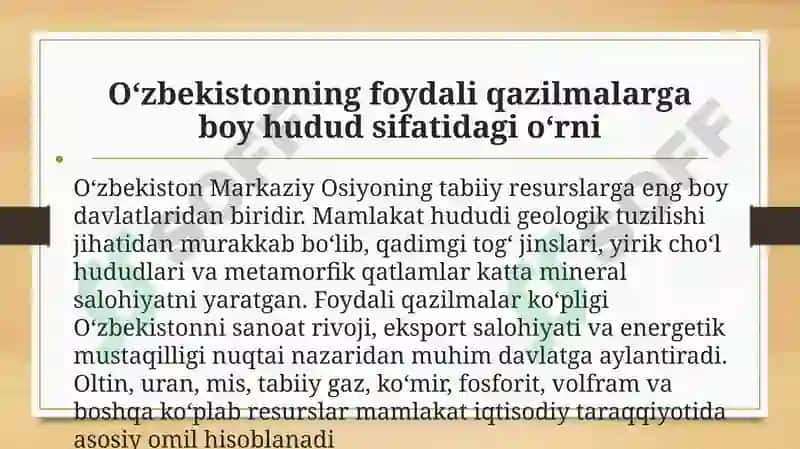 O‘zbekistonning foydali qazilmalari 2