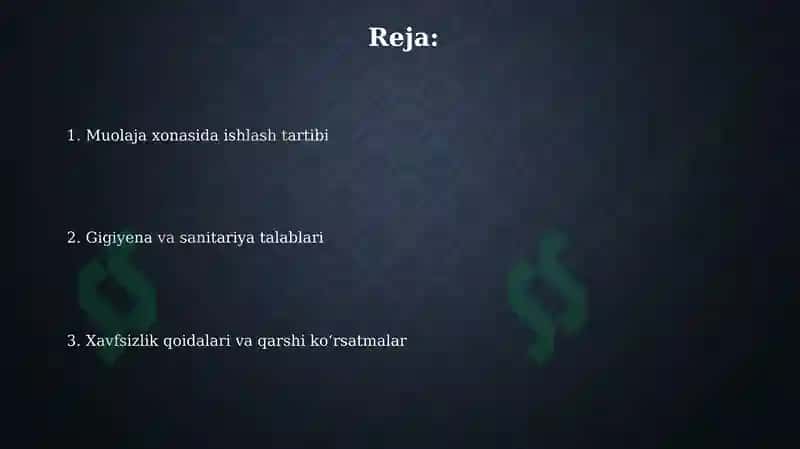 Muolaja xonasida ishlash tartibi 2