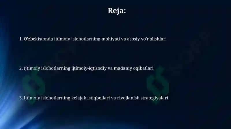 O'zbekistonda ijtimoiy sohada amalga oshirilayotgan o'zgarishlar mazmuni va mohiyati 2