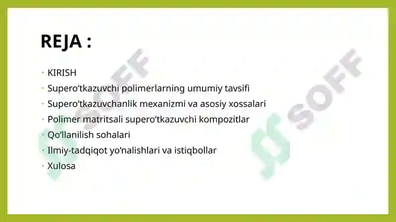 SUPER O‘TKAZUVCHI POLIMERLAR VA ULARNING POLIMER MATRTSALARIDA QO‘LLANILISHI 2