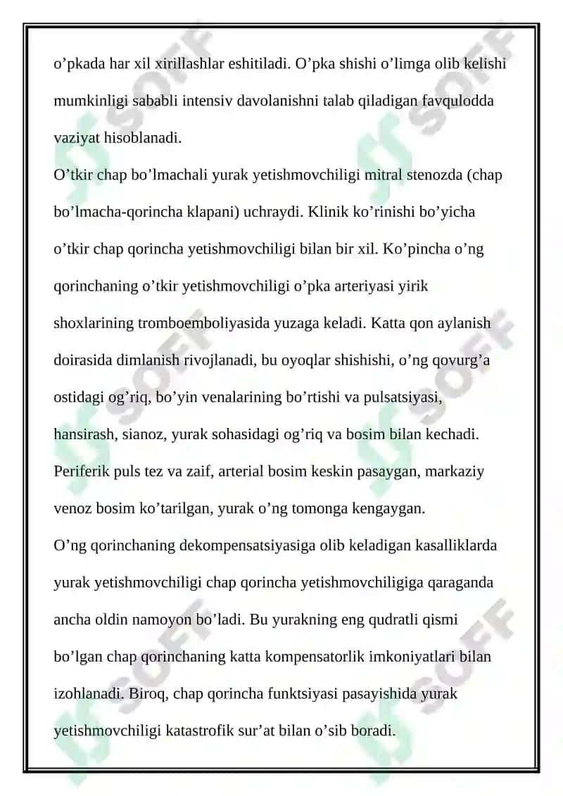 O’tkir chap qorincha yetishmovchiligi 2
