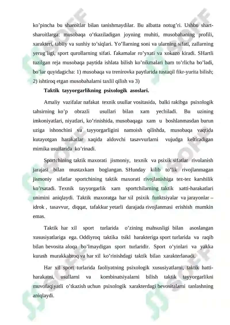 Sportchilarni musobaqaga taktik tayyorlash 2
