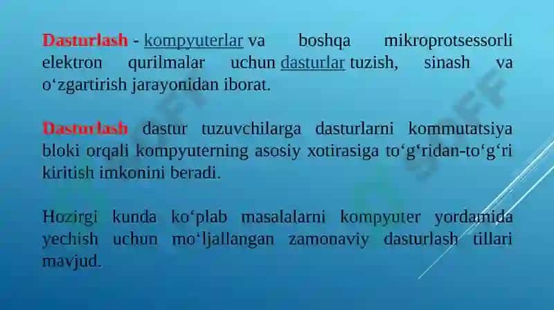 Zamonaviy dasturlash texnologiyalari 2