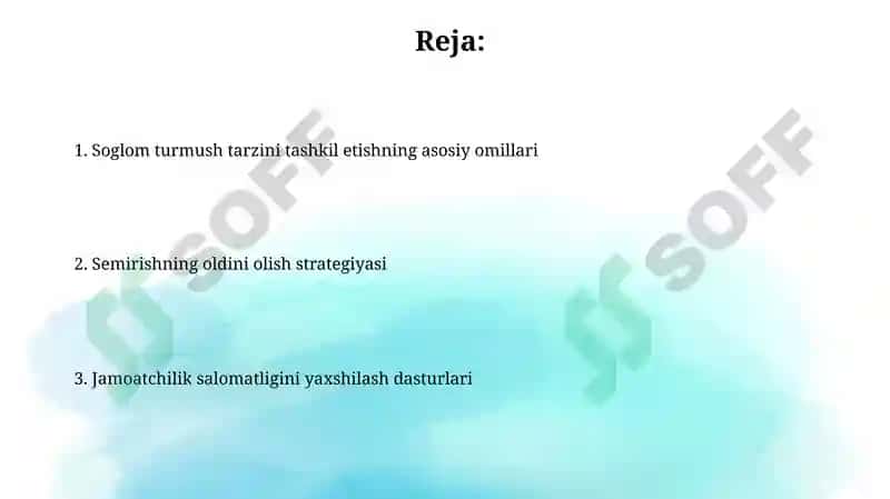 Sog'lom turmush tarzini tashkil etish 2