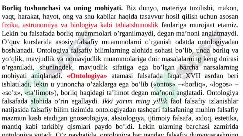 Ontologiya borliq varivojlanish falsafasi 2