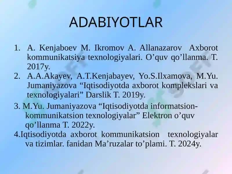 Axborot kommunikatsiya texnologiyalari 2
