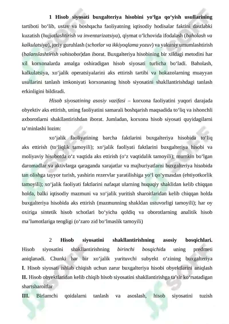 Hisob siyosati va uning mohiyati 2