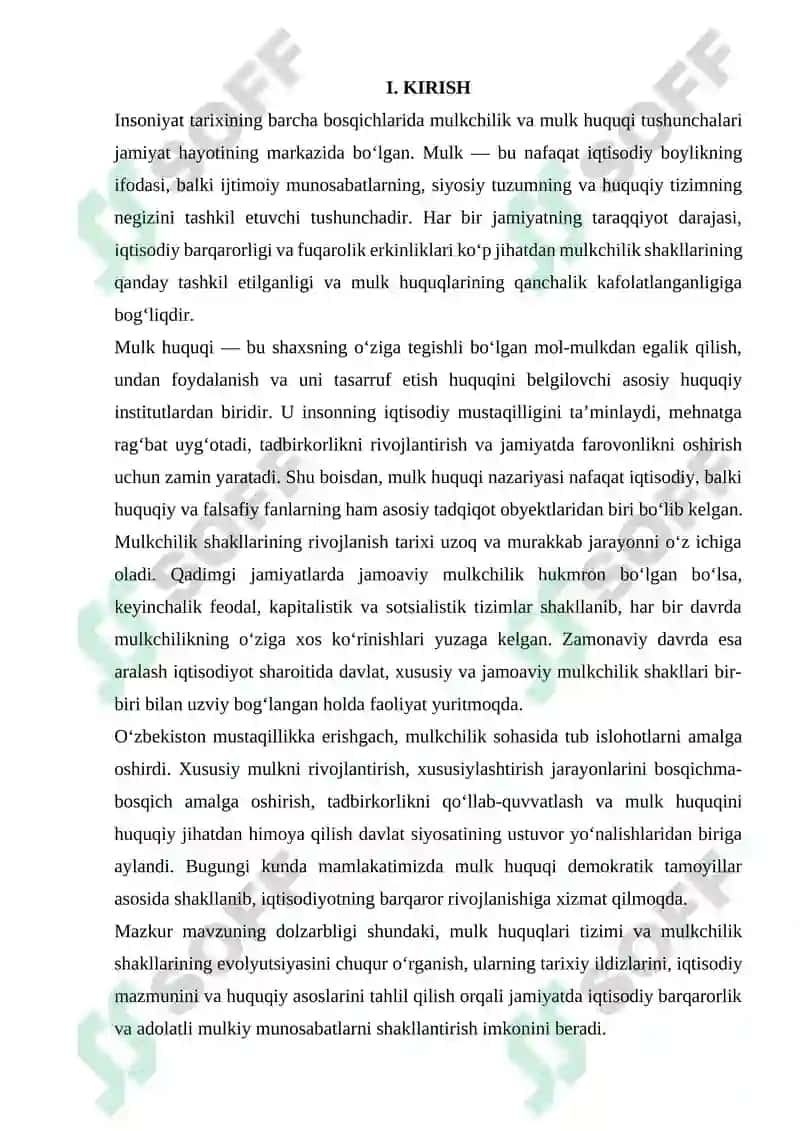 MULK HUQUQLARI NAZARIYASI VA MULKCHILIK SHAKILLARI RIVOJLANISHINING EVALUTSIYASI 2