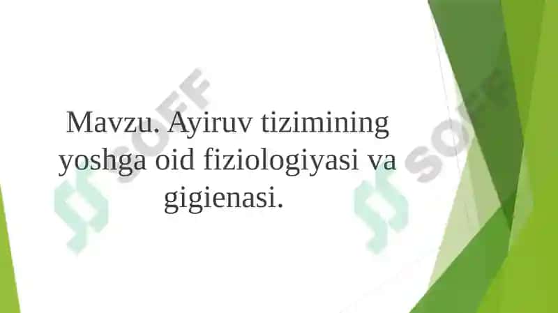 Ayiruv tizimining yoshga oid fiziologiyasi va gigienasi 2