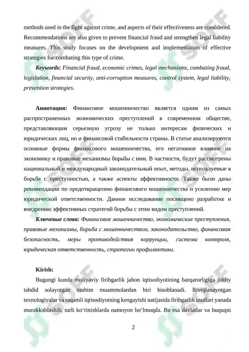 MOLIYAVIY FIRIBGARLIK VA UNGA QARSHI KURASH HUQUQIY MEXANIZMLARI 2