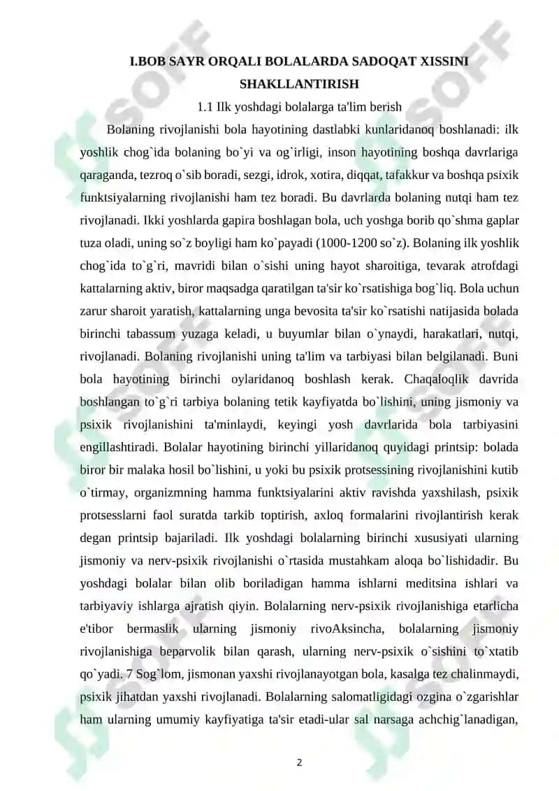 SAYR ORQALI BOLALARDA SADOQAT XISSINI SHAKLLANTIRISH 2