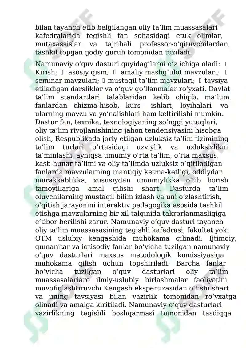 O'qitiladigan fan dasturlarini tuzish va fan o'qituvchilarga qo'yiladigan talablar 2