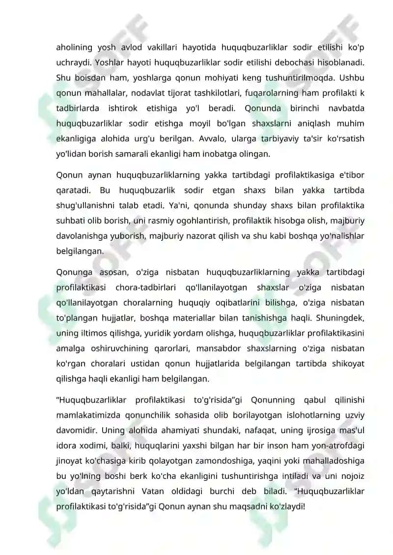 Huquqbuzarliklar Profilaktikasi - Xavfsizlik Sari Qadam 2