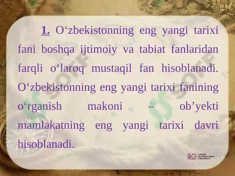 O‘zbekistonning eng yangi tarixi fanlari 2