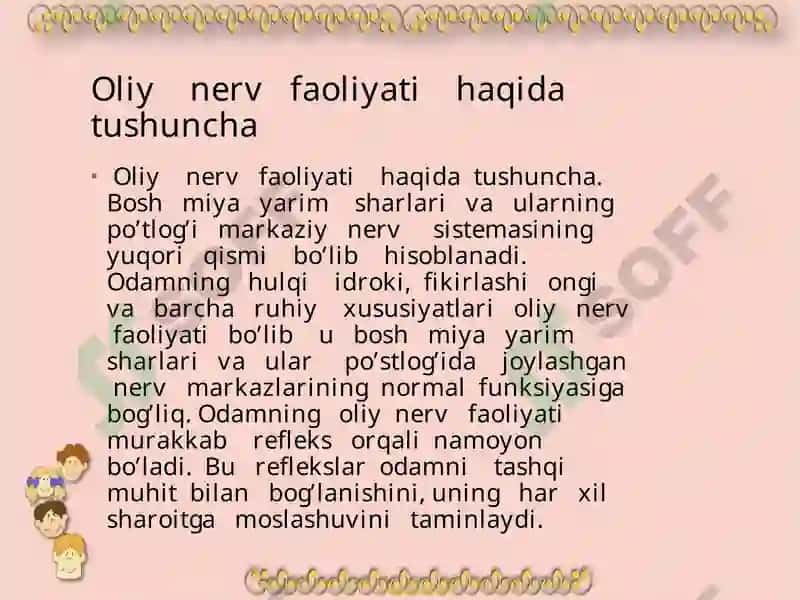 Oliy  nerv faoliyati haqida tushuncha 2