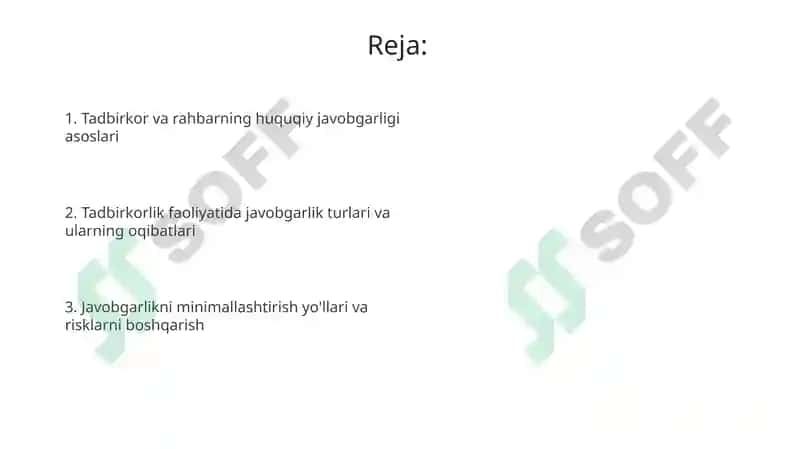 Tadbirkorlik faoliyatida tadbirkor va rahbar masuliyati 2