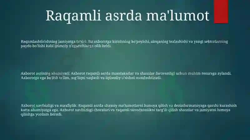 Axborotning Jamiyatdagi O‘Rni Va Ahamiyati 2