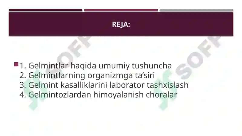 Gelmintlar odam parazitlari. Parazitlar kasalliklarning diagnostika usullari 2