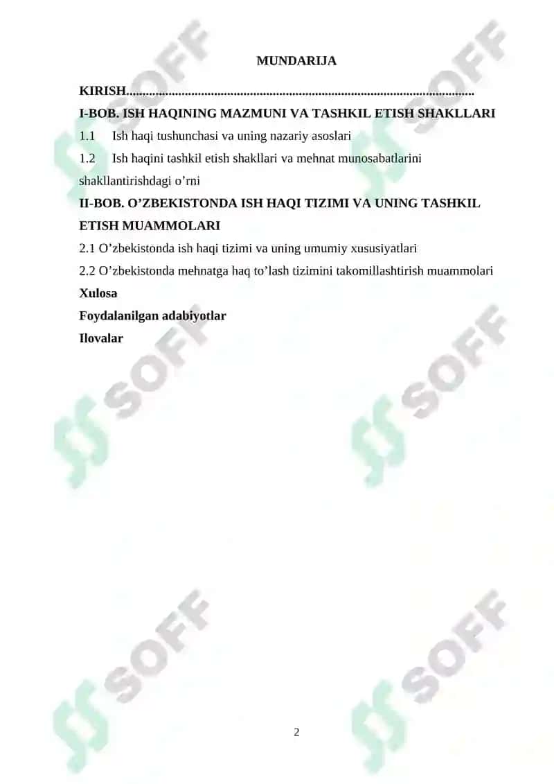 IQTISODIYOTGA KIRISH KURS ISHI 2