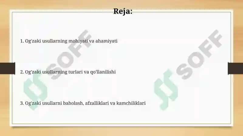Og'zaki usullar - Ta'rif va ahamiyati 2