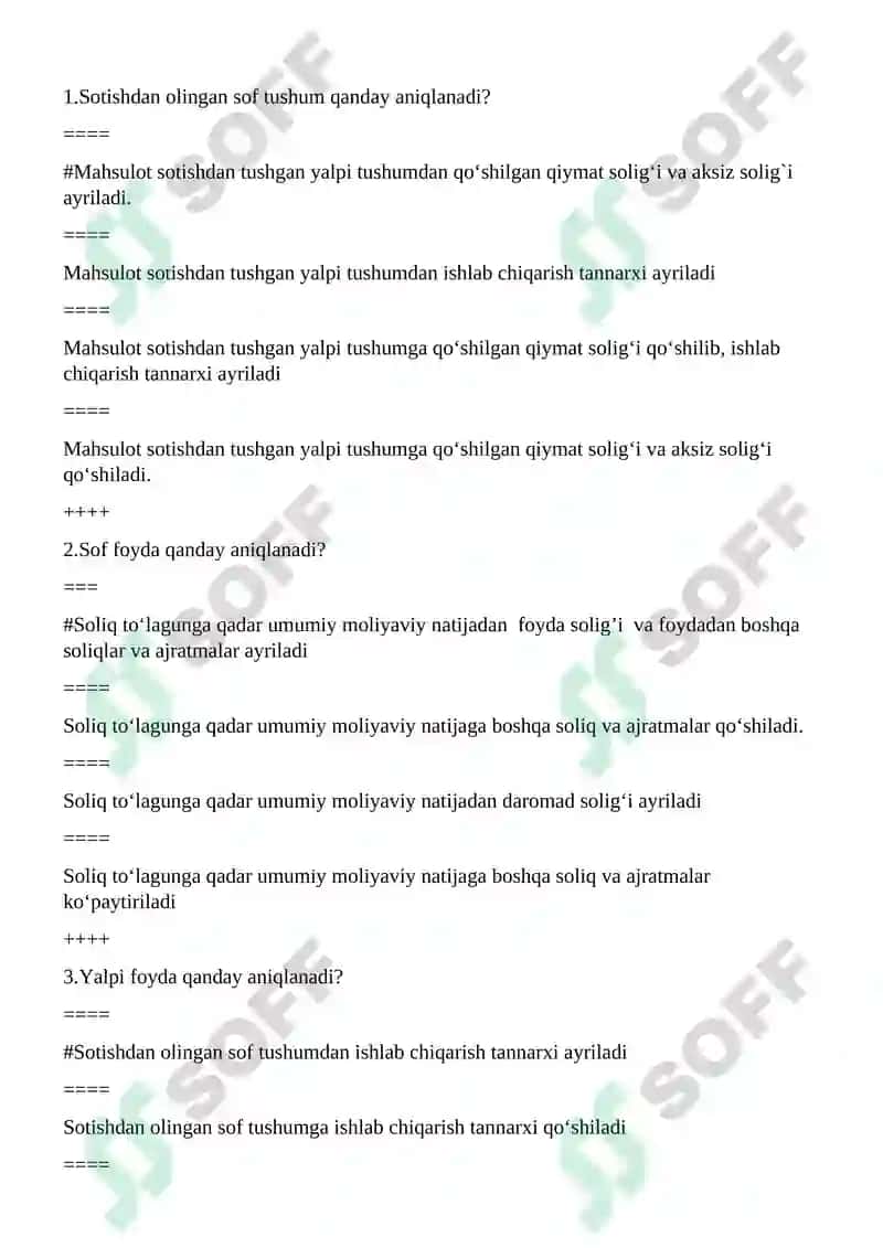 Mahsulot sotishdan tushgan yalpi tushum qanday aniqlanadi? 2