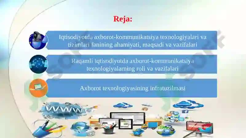 AXBOROT-KOMMUNIKATSIYAT ЕXNOLOGIYALARI NING IQTISODIYOTDAGI O‘RNIVAVAZIFALARI. DASTURIY TA’MINOT VA UNING RIVOJLANISH TENDENSIYALARI 2