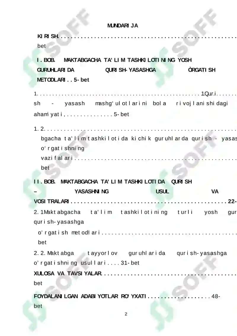 MAKTABGACHATA’LIM TASHKILOTINING YOSH GURUHLARIDA QURISH-YASASHGA ÒRGATISH METODLARI 2