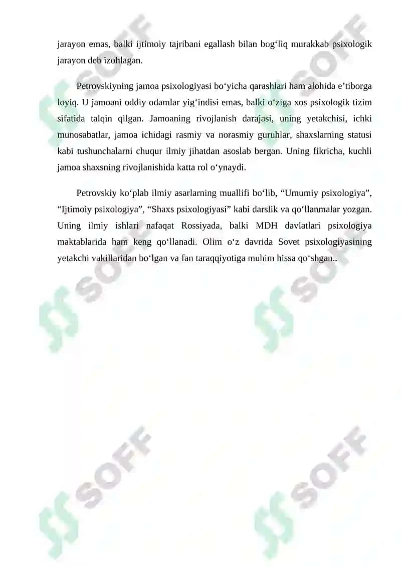 Petrovskiyning ijtimoiy rivojlanish modeli 2
