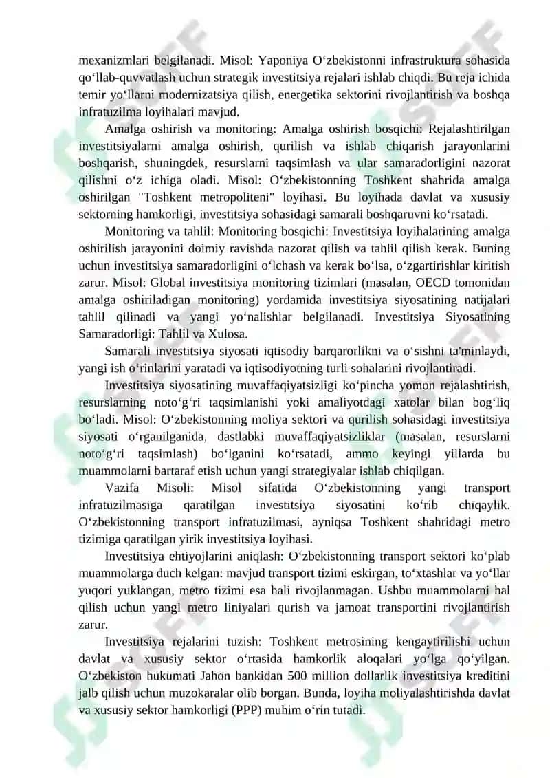 Investitsiya siyosati: uning roli, asosiy yoʻnalishlari va amalga oshirish bosqichlari 2