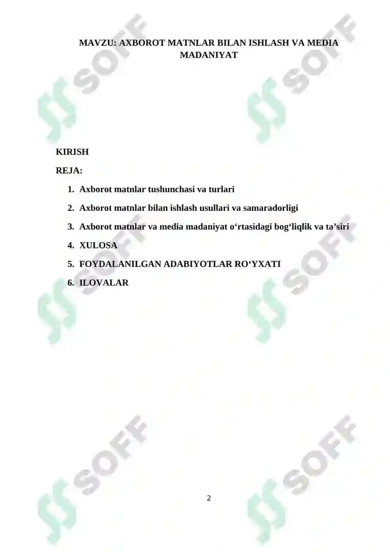 AXBOROT MATNLAR BILAN ISHLASH VA MEDIA MADANIYAT 2