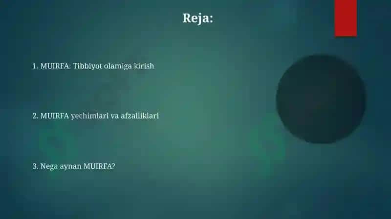 MUIRFA-Tibbiyot olami uchun platforma 2