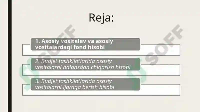 Byudjet tashkilotlarda asosiy vositalar hisobi 2