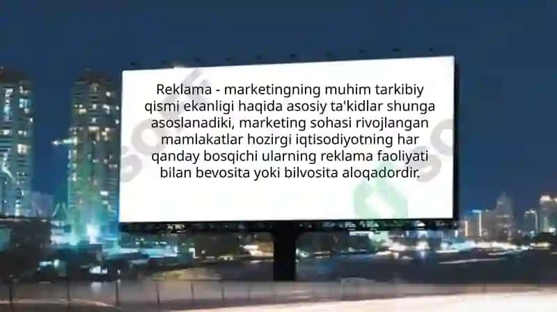 REKLAMA MARKETING KOMMUNIKATSIYASI VOSITASI SIFATIDA 2